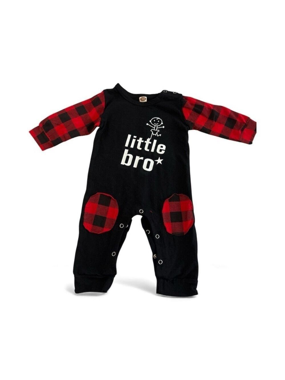 Little Bro Black and Red Plaid Kids One Piece